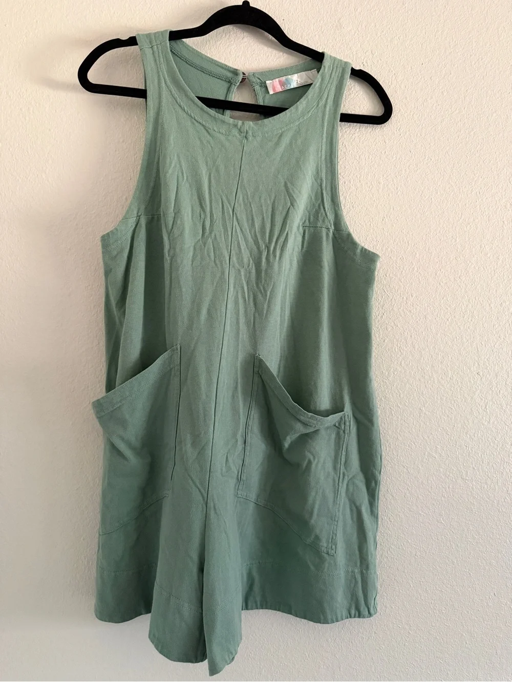 Free People Beach Elliot Romper Green Sleeveless Pockets